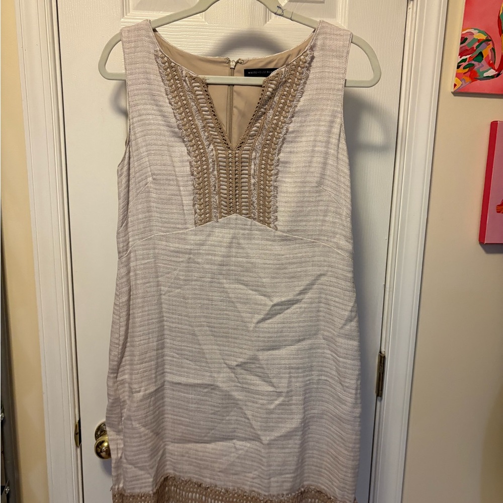 White House Black Market Taupe Textured Dress